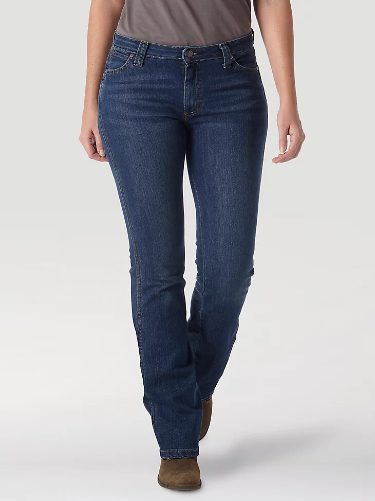 vaqueros de trabajo wrangler riggs workwear bootcut para mujer color piedra claro