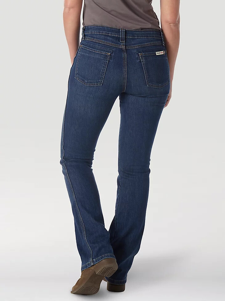vaqueros de trabajo wrangler riggs workwear bootcut para mujer color piedra claro