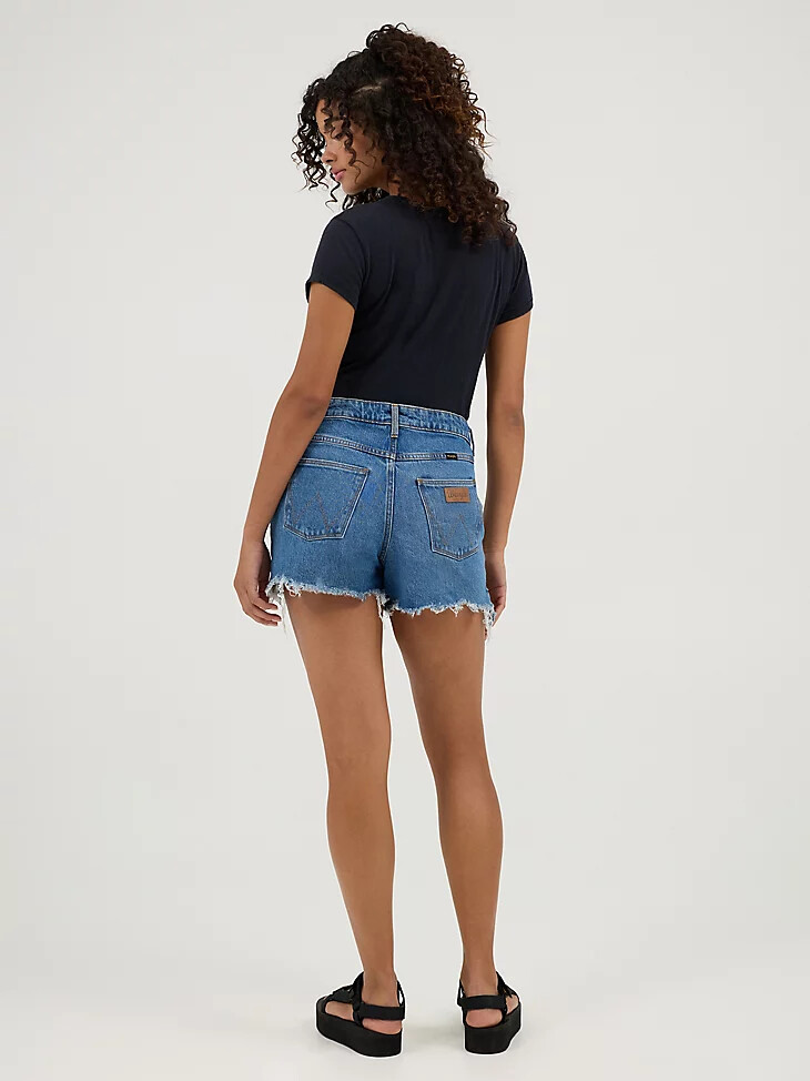 pantalón corto vaquero de tiro medio para mujer color azul carolina