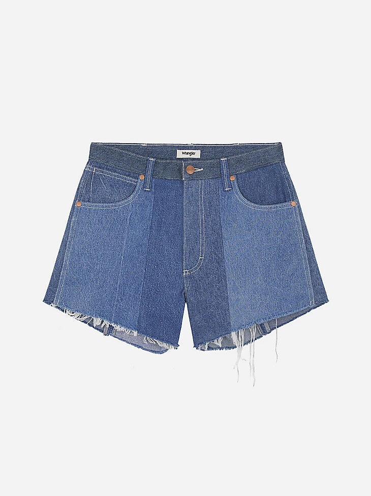 pantalones cortos wrangler x beyond retro reworked light wash