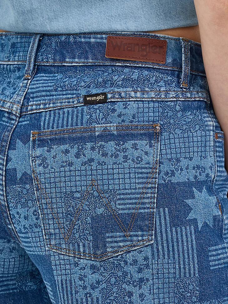 pantalón corto acolchado con estampado vintage y estrellas para mujer