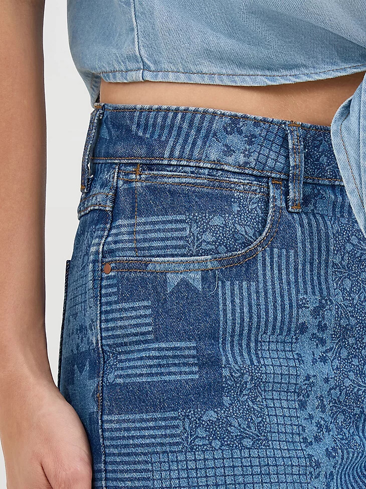 pantalón corto acolchado con estampado vintage y estrellas para mujer