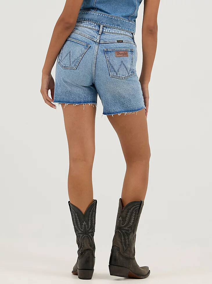 pantalón corto vaquero de tiro alto y largo medio para mujer dallas