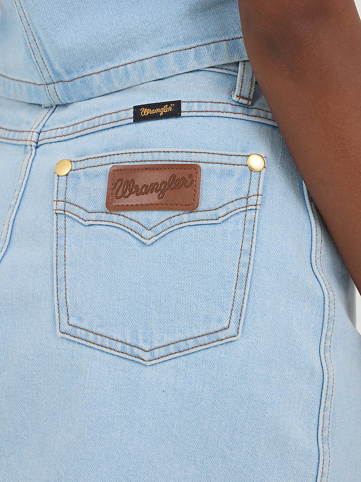 falda vaquera con lavado pradera de wrangler x yellow rose by kendra scott