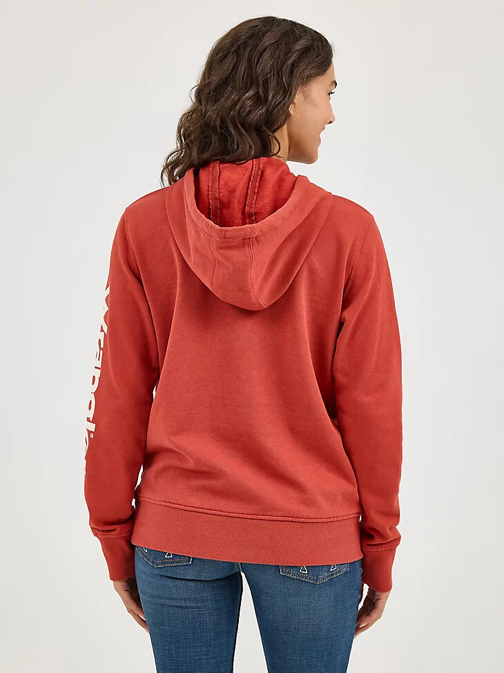 sudadera con capucha y logo wrangler retro para mujer color óxido