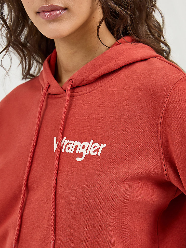 sudadera con capucha y logo wrangler retro para mujer color óxido