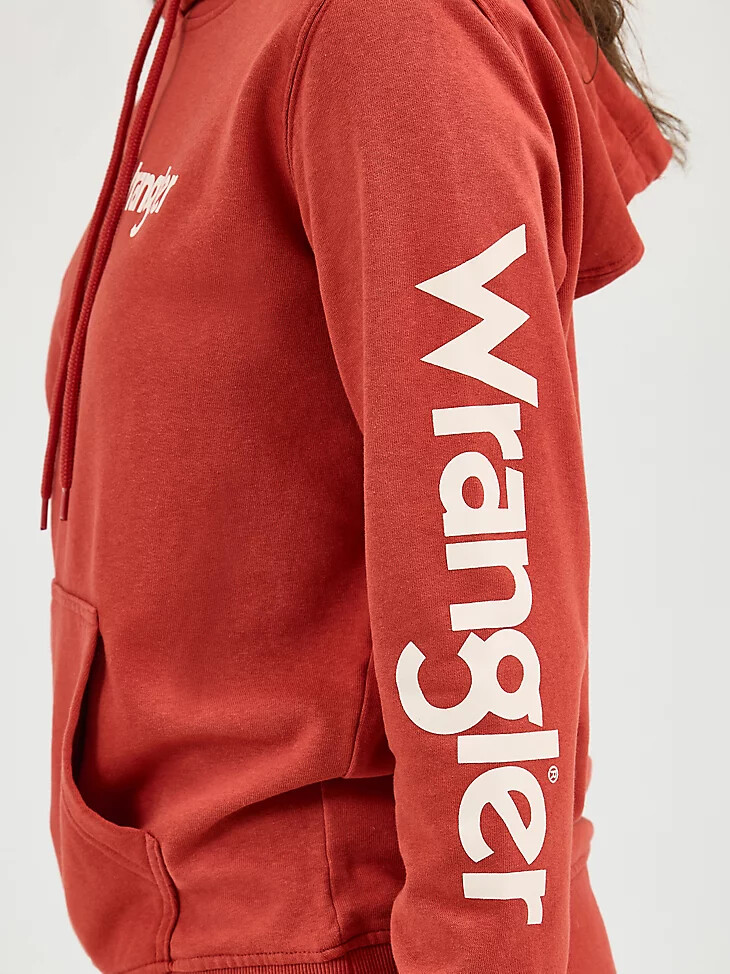 sudadera con capucha y logo wrangler retro para mujer color óxido