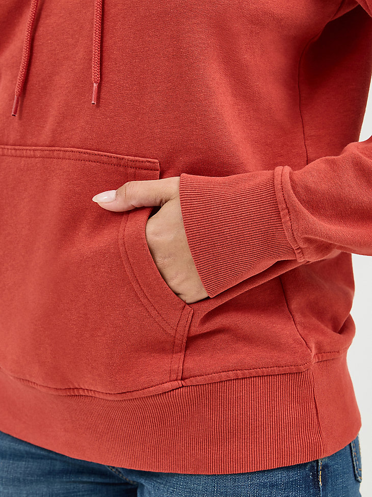 sudadera con capucha y logo wrangler retro para mujer color óxido