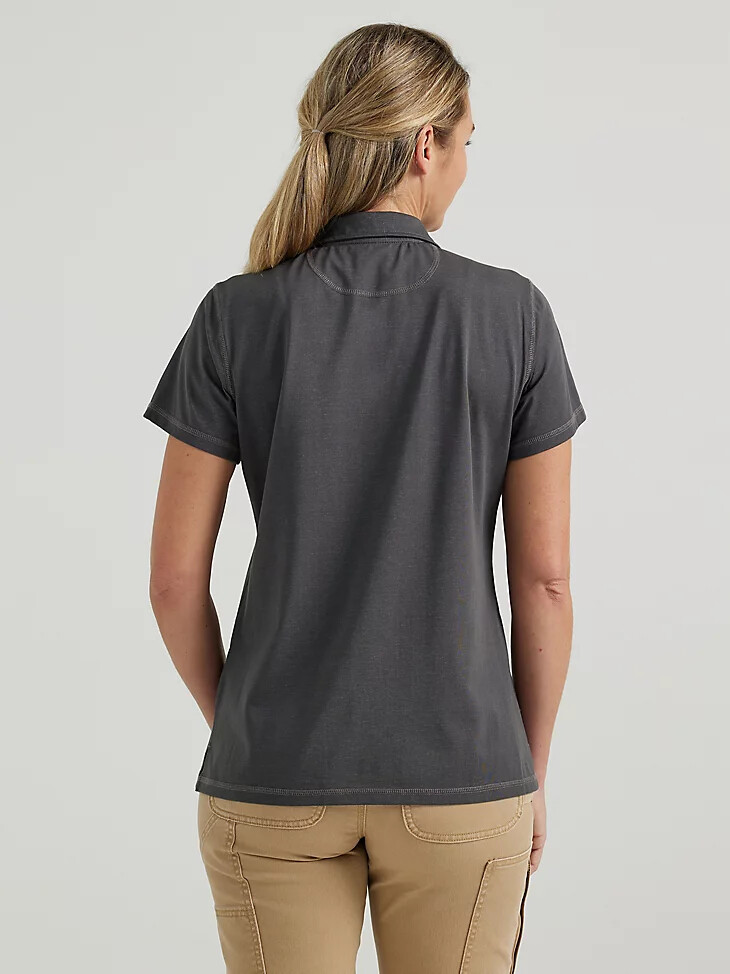 polo de punto de alto rendimiento wrangler riggs workwear para mujer color asfalto jaspeado