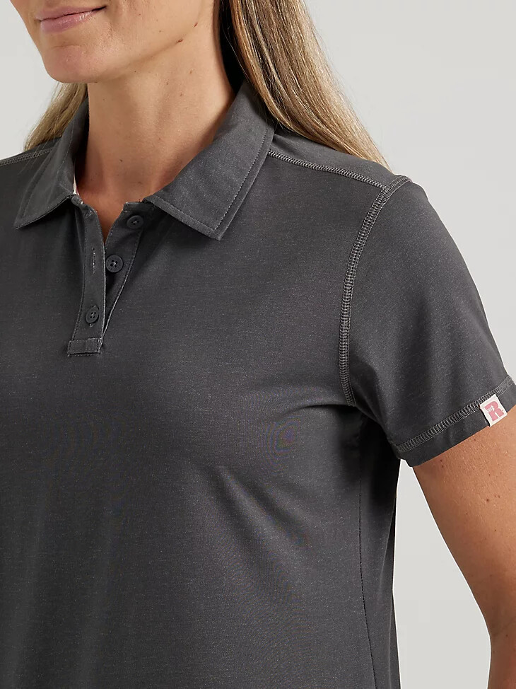 polo de punto de alto rendimiento wrangler riggs workwear para mujer color asfalto jaspeado