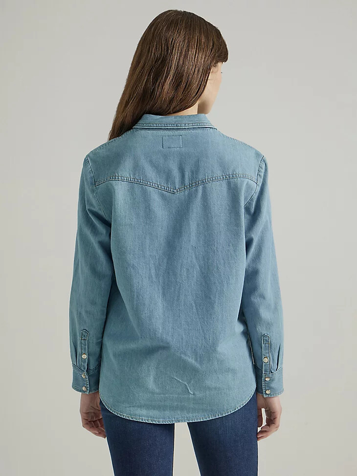camisa vaquera boyfriend para mujer azul glaciar