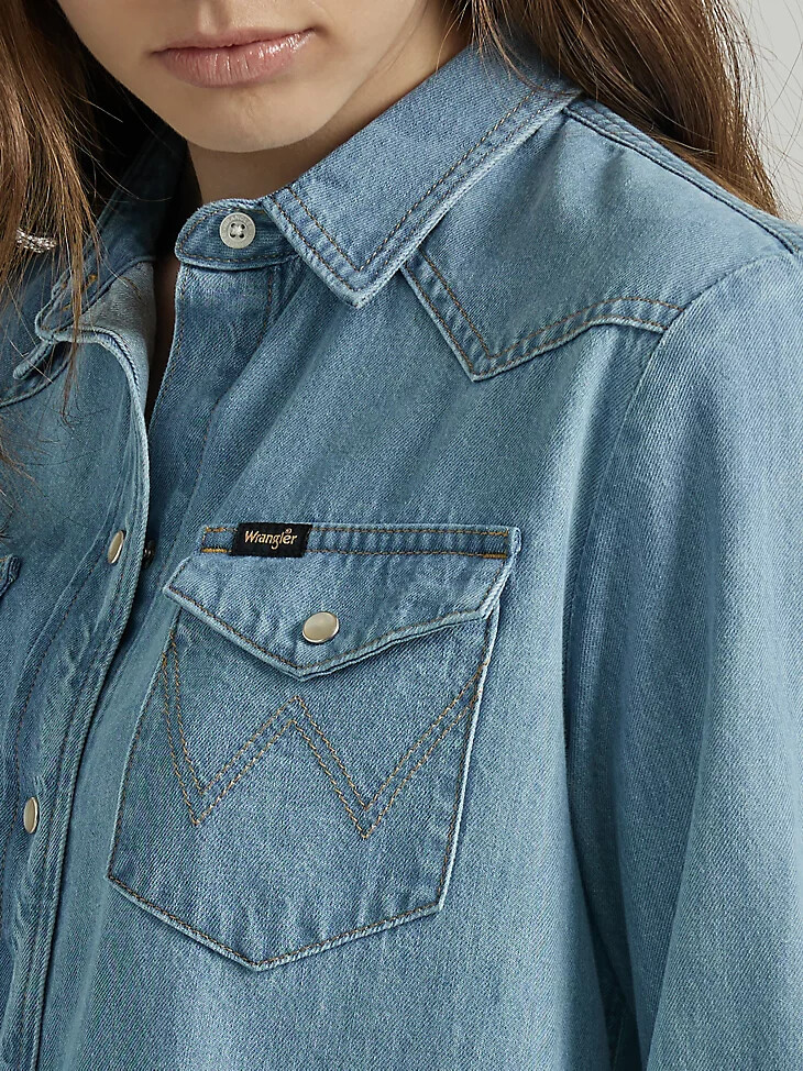 camisa vaquera boyfriend para mujer azul glaciar