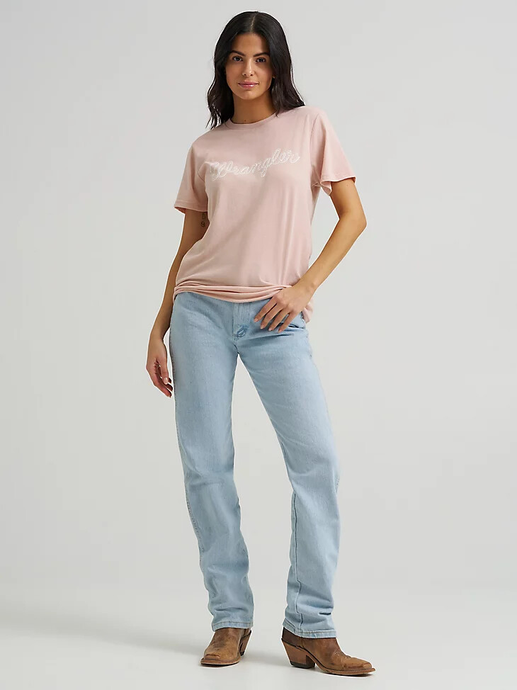 camiseta wrangler rope logo reg fit para mujer color melocotón y jaspeado