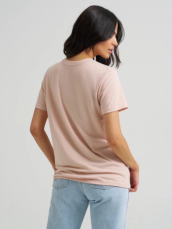camiseta wrangler rope logo reg fit para mujer color melocotón y jaspeado