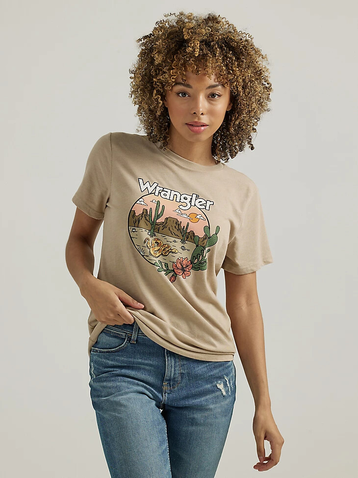 camiseta para mujer con escena de serpiente del desierto silver lining