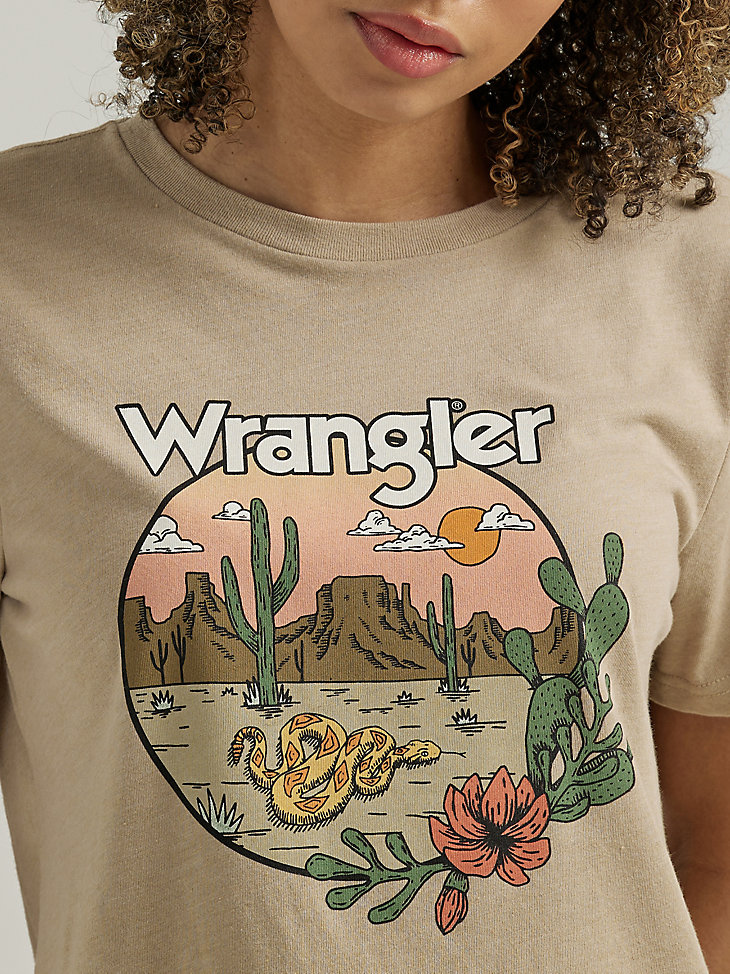 camiseta para mujer con escena de serpiente del desierto silver lining