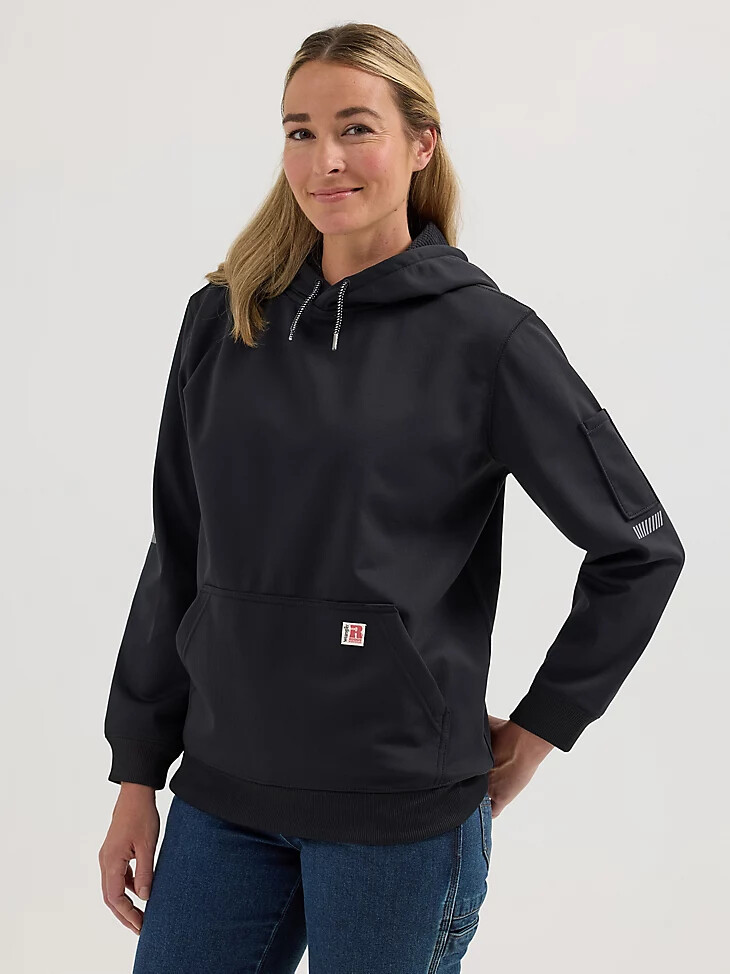sudadera técnica con capucha wrangler riggs workwear para mujer color negro azabache