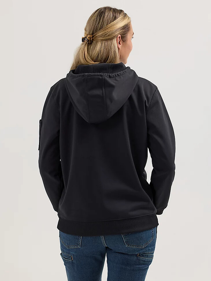 sudadera técnica con capucha wrangler riggs workwear para mujer color negro azabache