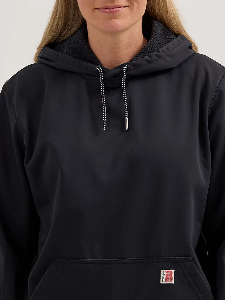 sudadera técnica con capucha wrangler riggs workwear para mujer color negro azabache