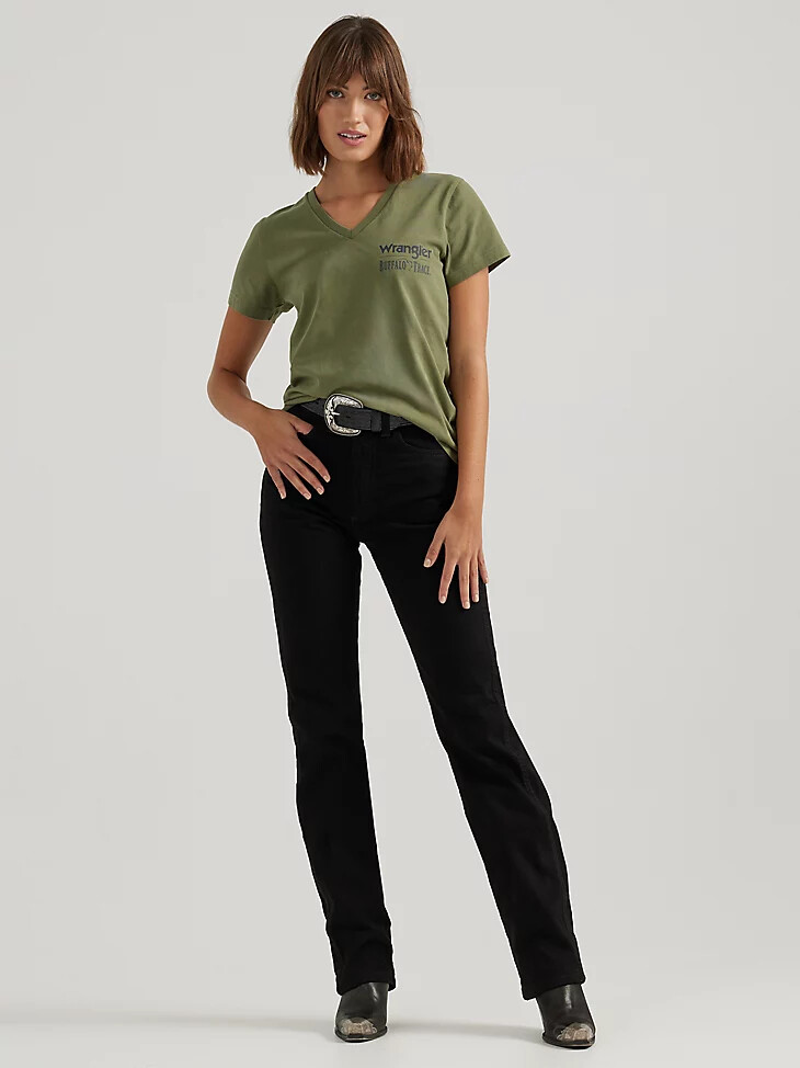camiseta de cuello en v para mujer wrangler x buffalo trace color verde kentucky
