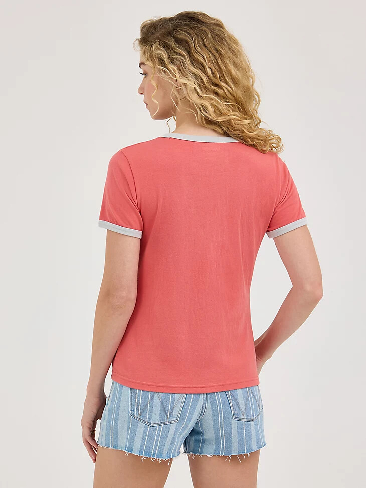 camiseta ringer tranquil para mujer color rosa descolorido