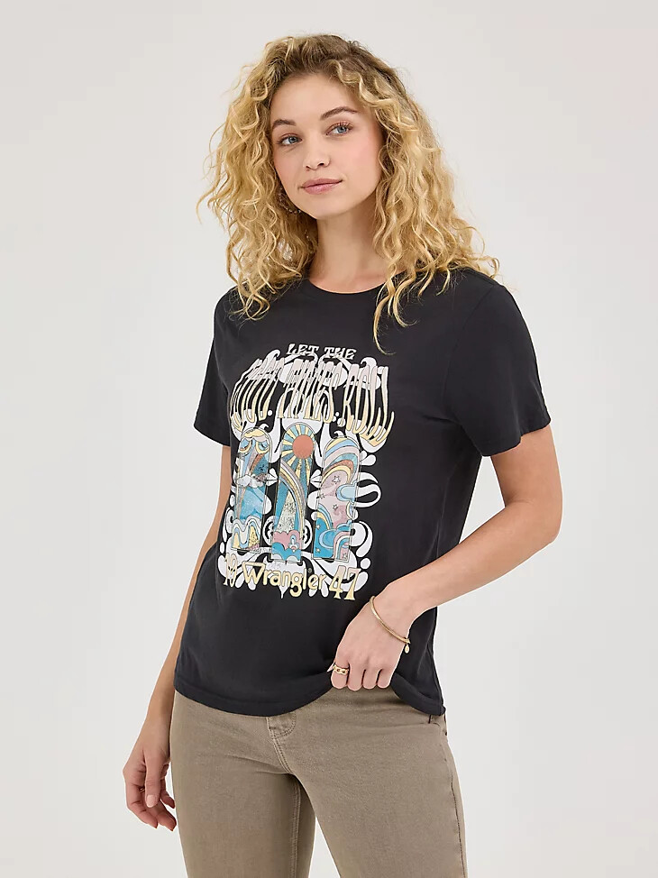 camiseta gráfica good times para mujer color negro lavado