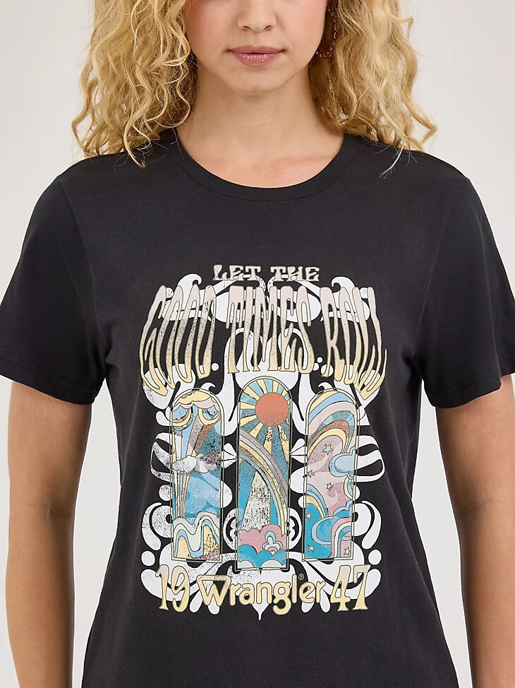 camiseta gráfica good times para mujer color negro lavado