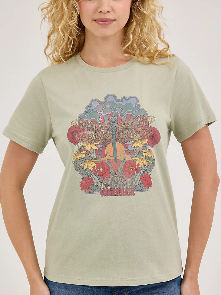 camiseta gráfica bloomin para mujer color salvia del desierto