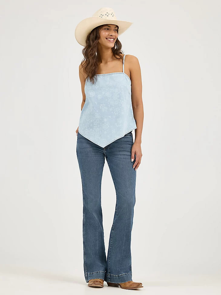 camiseta sin mangas fruncida con bandana wrangler para mujer azul