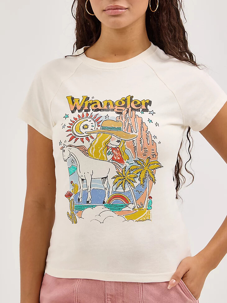 camiseta raglán encogida con logo para mujer en blanco susurro