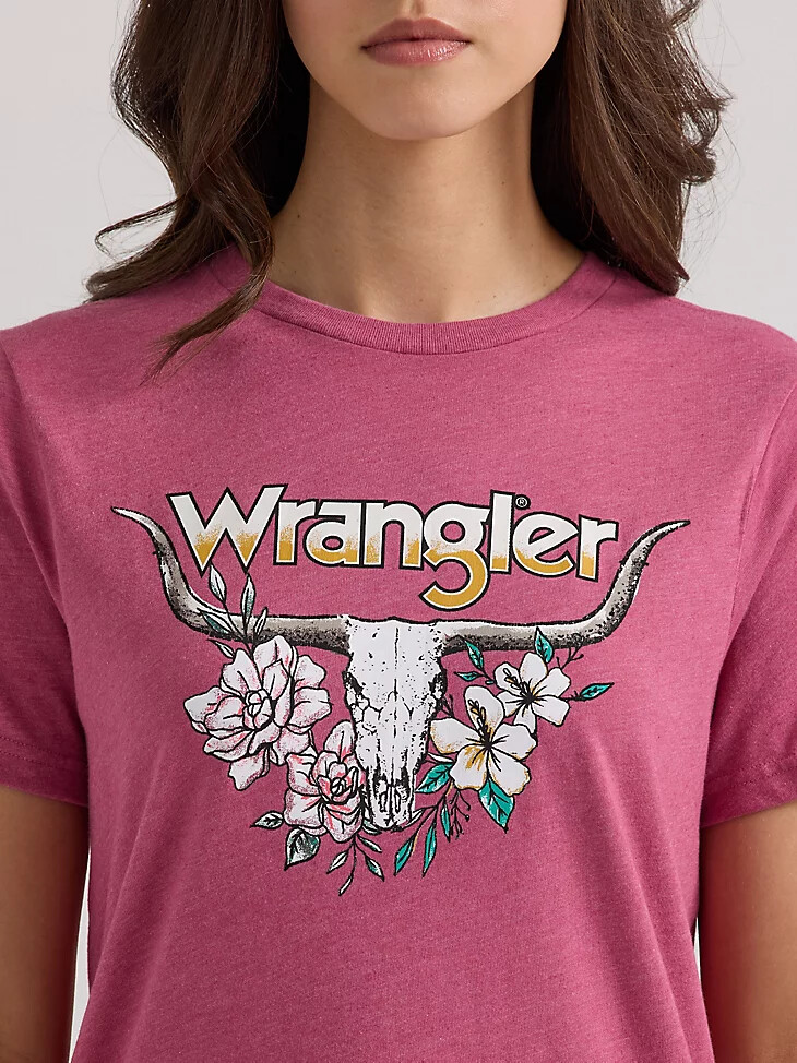camiseta de mujer con novillo y flores málaga heather