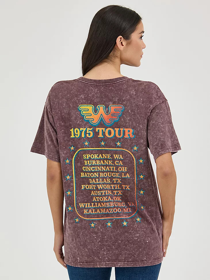 camiseta de banda extragrande wrangler waylon jennings para mujer lavado fudge comet