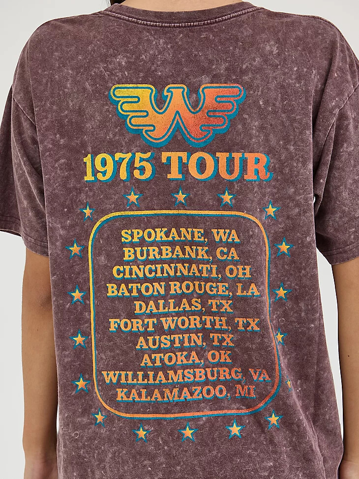 camiseta de banda extragrande wrangler waylon jennings para mujer lavado fudge comet