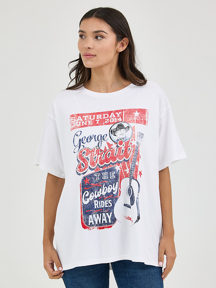camiseta de banda extragrande wrangler george strait para mujer color blanco brillante