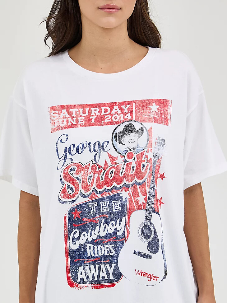 camiseta de banda extragrande wrangler george strait para mujer color blanco brillante