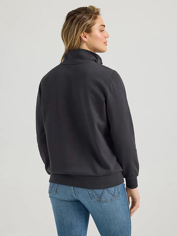 suéter wrangler long live cowboys con cremallera de un cuarto para mujer color negro