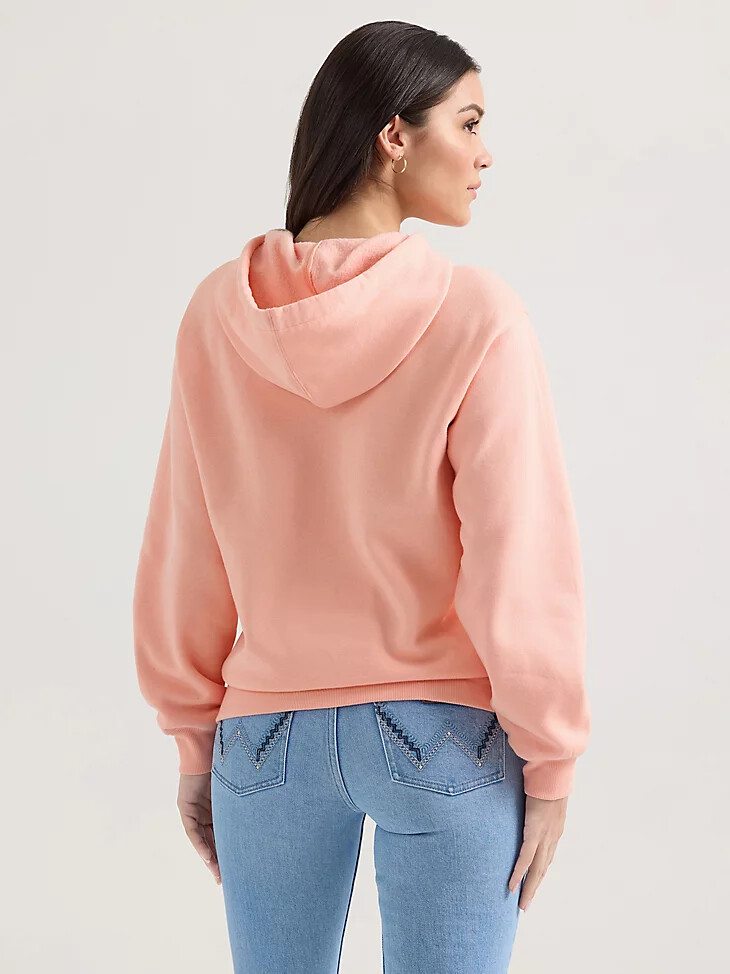 sudadera con capucha wrangler con logotipo llamativo para mujer color rosa burbuja