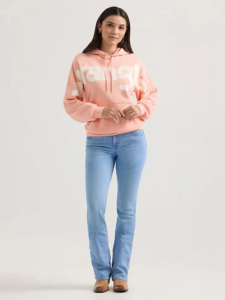 sudadera con capucha wrangler con logotipo llamativo para mujer color rosa burbuja