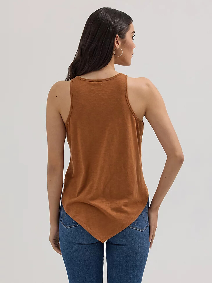 camiseta sin mangas wrangler con bandana y diamantes en la parte delantera para mujer color marrón siena
