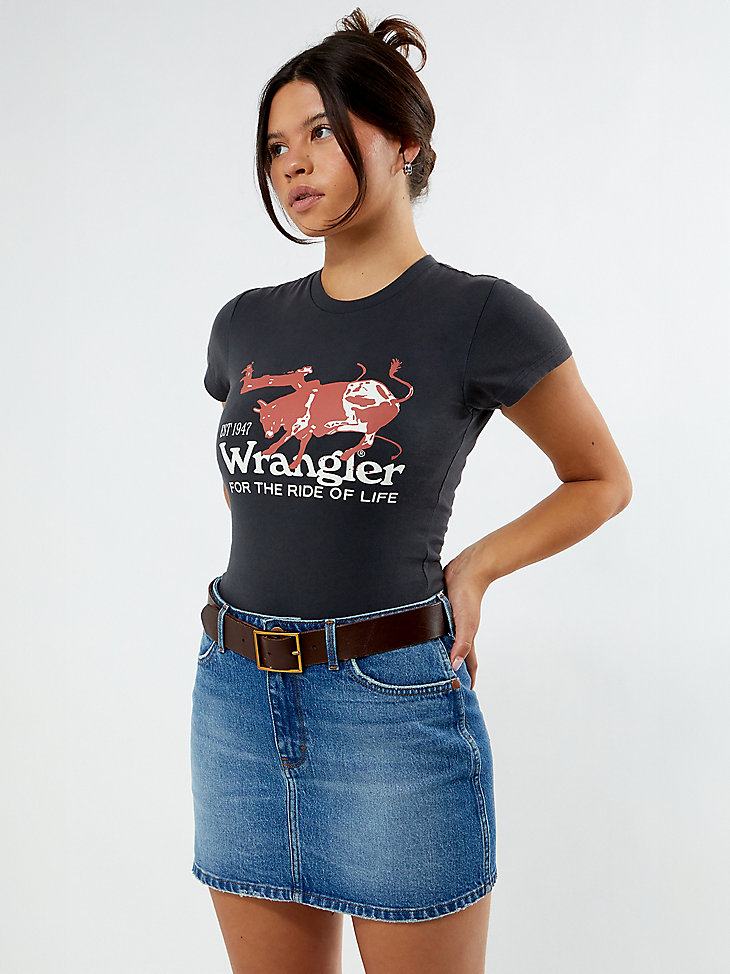 camiseta de banda encogida wrangler x pacsun para mujer color negro lavado