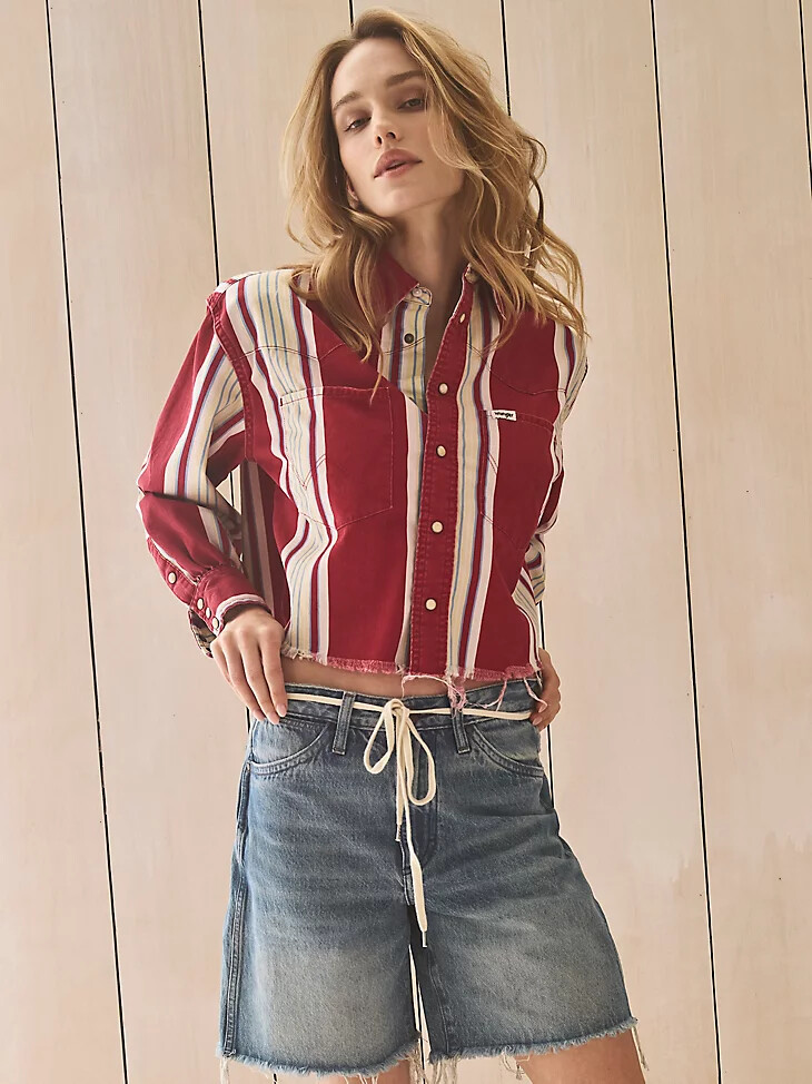 camisa de rayas para mujer con corte a rayas chili stripe