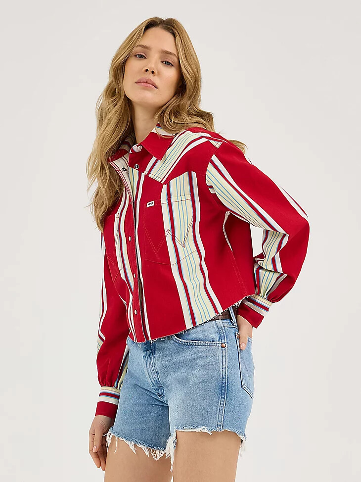 camisa de rayas para mujer con corte a rayas chili stripe