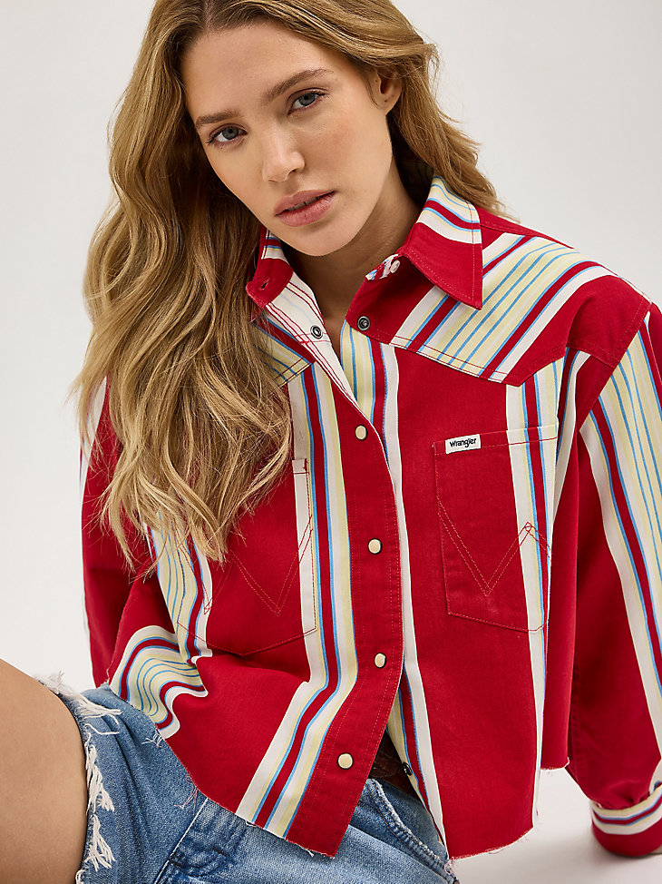 camisa de rayas para mujer con corte a rayas chili stripe