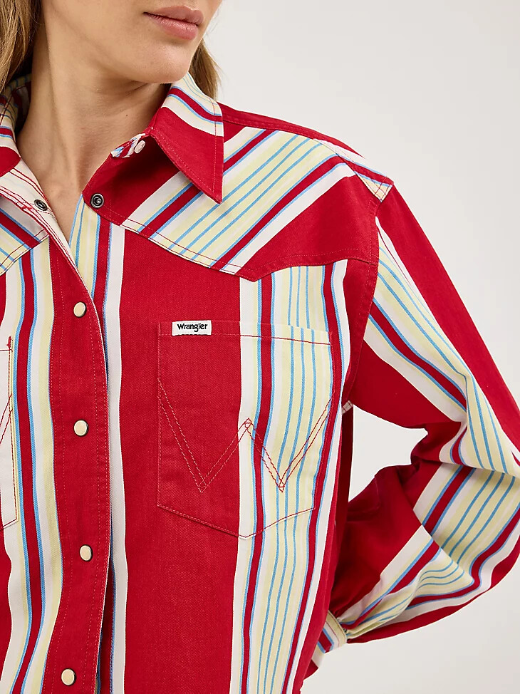 camisa de rayas para mujer con corte a rayas chili stripe