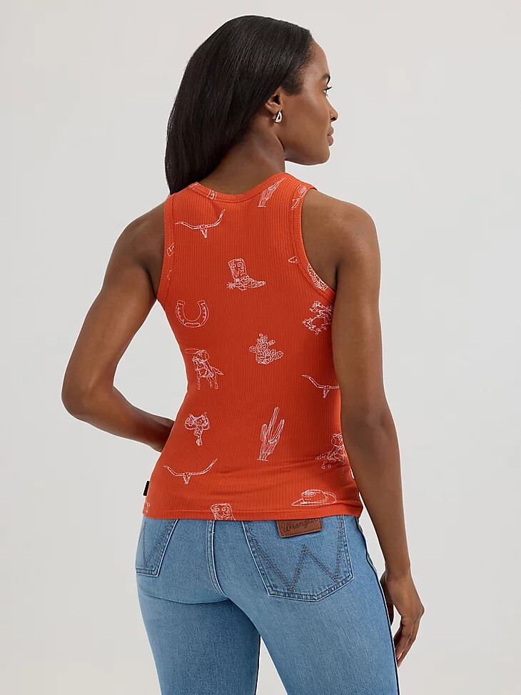 camiseta sin mangas wrangler con estampado slim goddess para mujer icono rojo