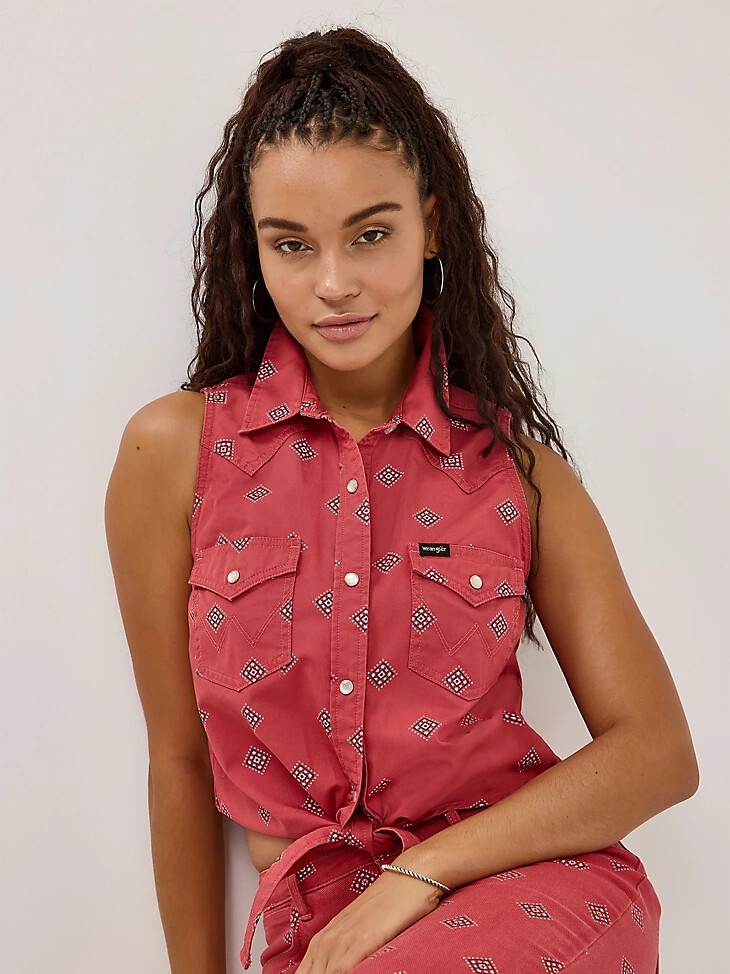 camisa estampada con lazo frontal para mujer diamond bay