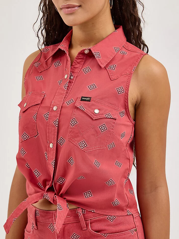 camisa estampada con lazo frontal para mujer diamond bay