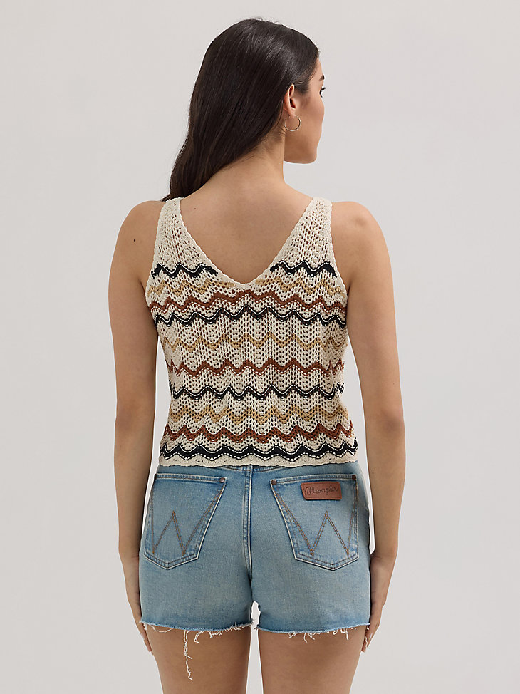suéter de crochet wrangler para mujer sin mangas color blanco chevron