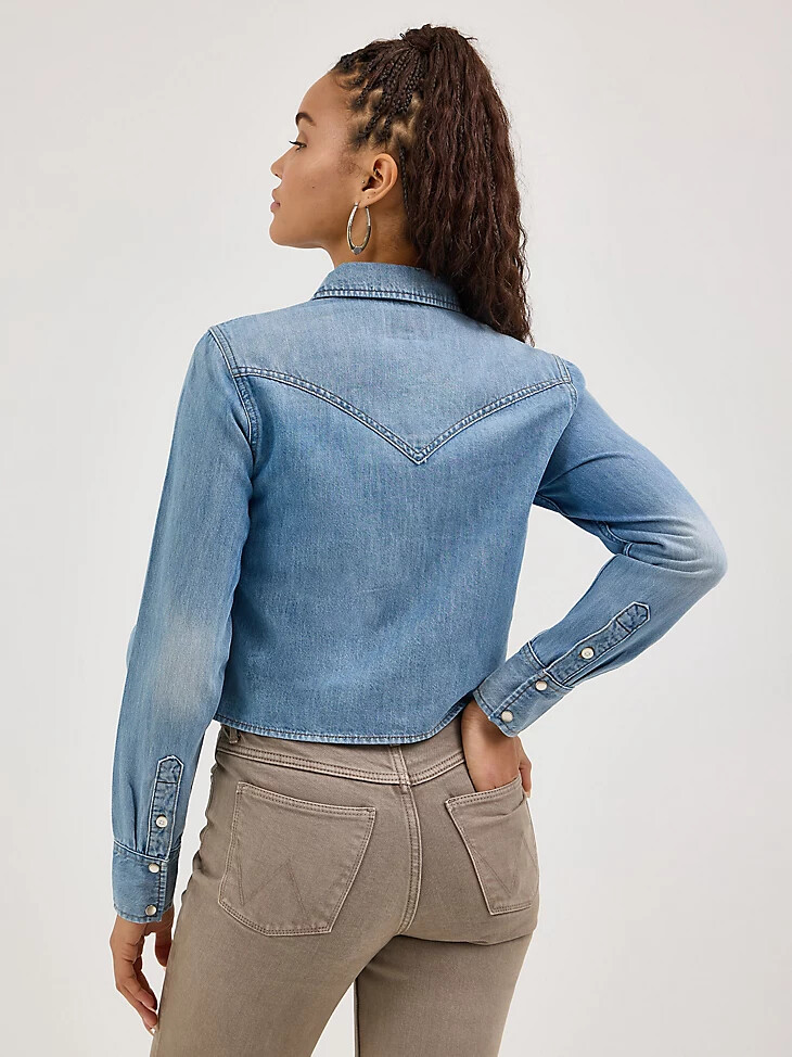 camisa vaquera con lazo frontal para mujer ellis