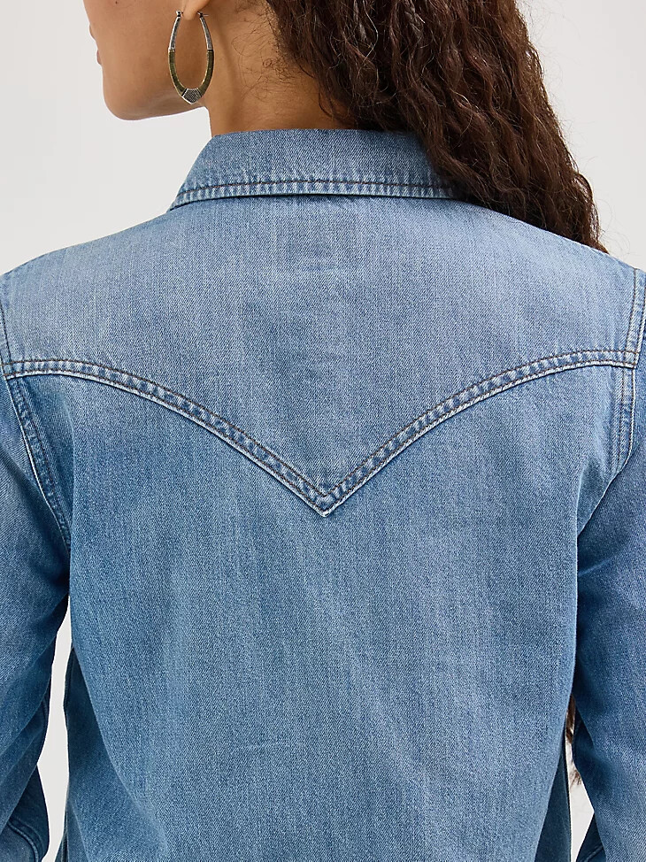 camisa vaquera con lazo frontal para mujer ellis